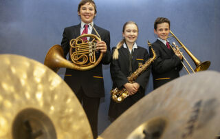 A student music ensemble from Marist Catholic College North Shore gets ready to perform at Sydney Catholic School's first eisteddfod.